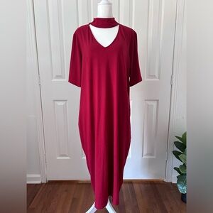 G.I.L.I. | Red Halter Neck Elbow Length Sleeve Knit Dress | Size 1X | NWT